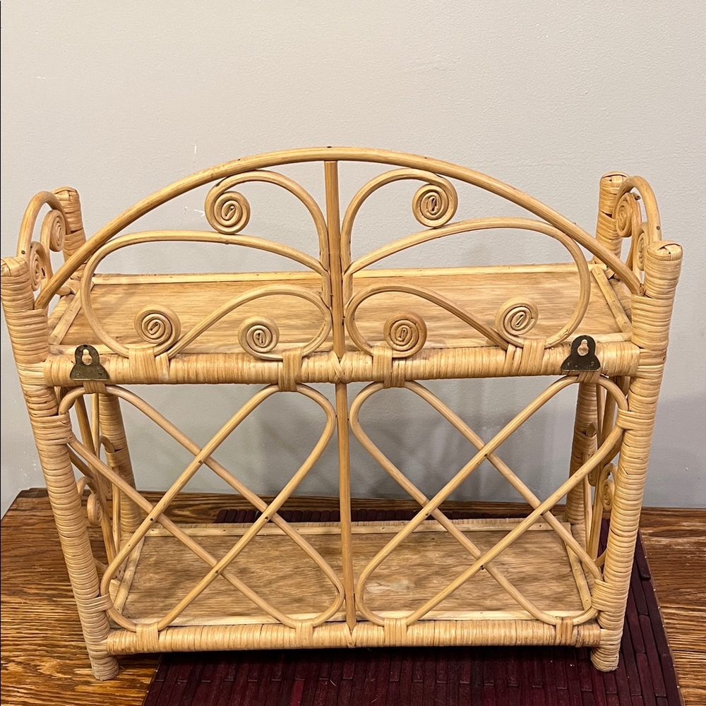 Elegant Two-Tier Rattan Shelf - Picture 5 of 6